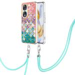 For Honor 90 5G Electroplating IMD TPU Phone Case with Lanyard(Colorful Scales)