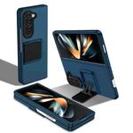 For Samsung Galaxy Z Fold5 Three-dimensional Folding Holder PC Phone Case(Blue)