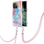For OnePlus 10T 5G/Ace Pro Electroplating IMD TPU Phone Case with Lanyard(Blue Marble)