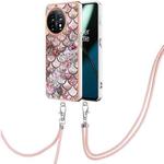 For OnePlus 11 Electroplating IMD TPU Phone Case with Lanyard(Pink Scales)