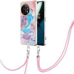 For OnePlus 11 Electroplating IMD TPU Phone Case with Lanyard(Blue Marble)