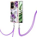 For OnePlus Nord CE 3 Lite/Nord N30/OPP0 K11x Electroplating IMD TPU Phone Case with Lanyard(Purple Flower)