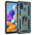 For Samsung Galaxy A21s Shockproof TPU + PC Protective Case with 360 Degree Rotating Holder(Dark Green)