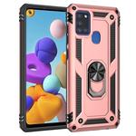 For Samsung Galaxy A21s Shockproof TPU + PC Protective Case with 360 Degree Rotating Holder(Rose Gold)