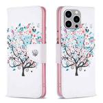 For iPhone 15 Pro Max Colored Drawing Pattern Leather Phone Case(Tree)