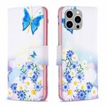 For iPhone 15 Pro Max Colored Drawing Pattern Leather Phone Case(Butterfly Love)