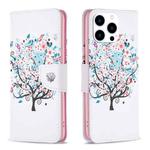 For iPhone 15 Pro Colored Drawing Pattern Leather Phone Case(Tree)