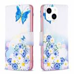 For iPhone 15 Colored Drawing Pattern Leather Phone Case(Butterfly Love)