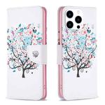 For iPhone 16 Pro Max Colored Drawing Pattern Leather Phone Case(Tree)