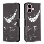 For iPhone 16 Colored Drawing Pattern Leather Phone Case(Smirk)