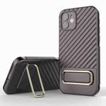 For iPhone 12 Wavy Textured Phone Case(Brown)
