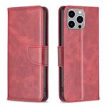 For iPhone 15 Pro Max Lambskin Texture Pure Color Flip Leather Phone Case(Red)