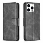 For iPhone 16 Pro Max Lambskin Texture Pure Color Flip Leather Phone Case(Black)