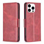 For iPhone 16 Pro Max Lambskin Texture Pure Color Flip Leather Phone Case(Red)