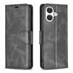For iPhone 17 Lambskin Texture Pure Color Flip Leather Phone Case(Black)