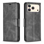 For iPhone 17 Pro Lambskin Texture Pure Color Flip Leather Phone Case(Black)