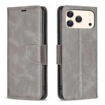 For iPhone 17 Pro Lambskin Texture Pure Color Flip Leather Phone Case(Grey)
