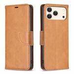 For iPhone 17 Pro Max Lambskin Texture Pure Color Flip Leather Phone Case(Yellow)