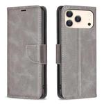 For iPhone 17 Pro Max Lambskin Texture Pure Color Flip Leather Phone Case(Grey)