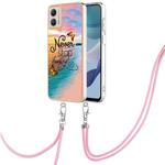 For Motorola Moto G53 5G Electroplating IMD TPU Phone Case with Lanyard(Dream Butterfly)