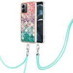 For Motorola Moto G14 Electroplating IMD TPU Phone Case with Lanyard(Colorful Scales)