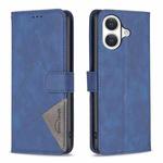 For iPhone 17 Magnetic Buckle Rhombus Texture Leather Phone Case(Blue)