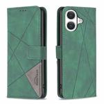 For iPhone 17 Magnetic Buckle Rhombus Texture Leather Phone Case(Green)