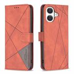For iPhone 17 Magnetic Buckle Rhombus Texture Leather Phone Case(Brown)