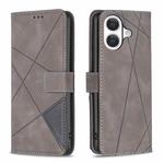 For iPhone 17 Magnetic Buckle Rhombus Texture Leather Phone Case(Grey)