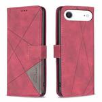 For iPhone 17 Air Magnetic Buckle Rhombus Texture Leather Phone Case(Red)