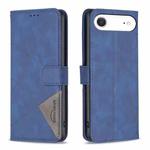 For iPhone 17 Air Magnetic Buckle Rhombus Texture Leather Phone Case(Blue)