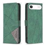 For iPhone 17 Air Magnetic Buckle Rhombus Texture Leather Phone Case(Green)