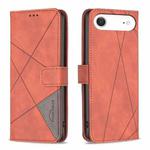 For iPhone 17 Air Magnetic Buckle Rhombus Texture Leather Phone Case(Brown)