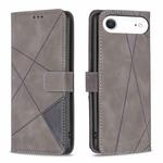 For iPhone 17 Air Magnetic Buckle Rhombus Texture Leather Phone Case(Grey)