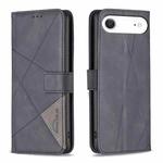 For iPhone 17 Air Magnetic Buckle Rhombus Texture Leather Phone Case(Black)