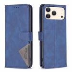 For iPhone 17 Pro Max Magnetic Buckle Rhombus Texture Leather Phone Case(Blue)