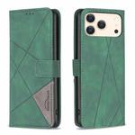 For iPhone 17 Pro Max Magnetic Buckle Rhombus Texture Leather Phone Case(Green)