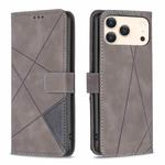 For iPhone 17 Pro Max Magnetic Buckle Rhombus Texture Leather Phone Case(Grey)