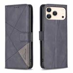For iPhone 17 Pro Max Magnetic Buckle Rhombus Texture Leather Phone Case(Black)