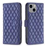 For iPhone 15 Plus Diamond Lattice Wallet Flip Leather Phone Case(Blue)