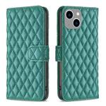 For iPhone 15 Plus Diamond Lattice Wallet Flip Leather Phone Case(Green)