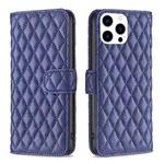 For iPhone 16 Pro Max Diamond Lattice Wallet Flip Leather Phone Case(Blue)