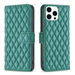 For iPhone 16 Pro Diamond Lattice Wallet Flip Leather Phone Case(Green)