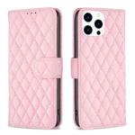 For iPhone 16 Pro Diamond Lattice Wallet Flip Leather Phone Case(Pink)