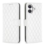 For iPhone 17 Diamond Lattice Wallet Flip Leather Phone Case(White)
