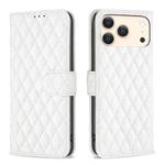 For iPhone 17 Pro Diamond Lattice Wallet Flip Leather Phone Case(White)
