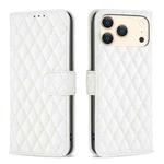 For iPhone 17 Pro Max Diamond Lattice Wallet Flip Leather Phone Case(White)