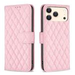 For iPhone 17 Pro Max Diamond Lattice Wallet Flip Leather Phone Case(Pink)
