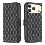 For iPhone 17 Pro Max Diamond Lattice Wallet Flip Leather Phone Case(Black)