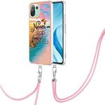 For Xiaomi Mi 11 Lite Electroplating IMD TPU Phone Case with Lanyard(Dream Butterfly)